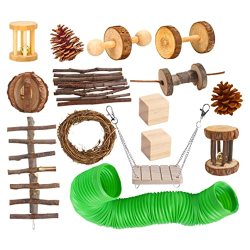 Happyyami 15stücke Teiliges Holzspielzeugset Für Hamster Und Kleintiere Kletterspielzeug Spielzeug Für Nagetiere Multifunktional Für Bewegung Spiel Und Zahnpflege von Happyyami