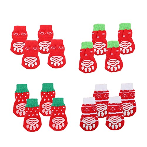 Happyyami 16pcs Pet Anti-rutsch-socken Entzückende Hunde Strümpfe Warme Schuhe Hundeweihnachtssocken von Happyyami
