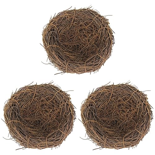 Happyyami 18 STK Vogelnest Aus Geflochtenem Rattan Vogelnest Weben Miniaturvogelnester Vogelhäuschen Aus Rattan Ostervögel Nisten Vogelnest-Modell DIY-Nest Künstlich Vogel Liefert Ranke von Happyyami