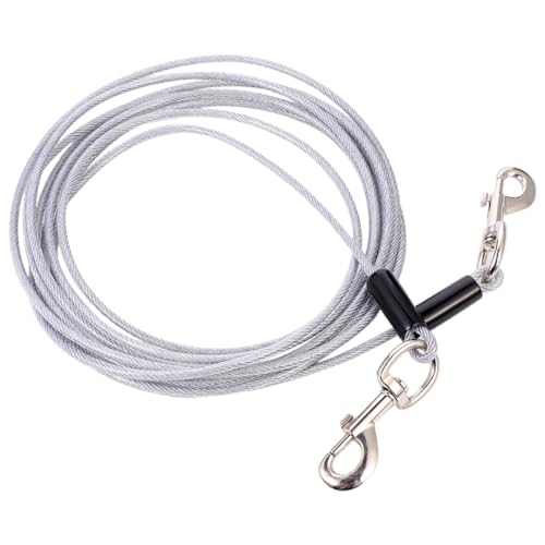Happyyami Outdoor Zugseil Für Haustiere Stahldrahtseil Doppelköpfe Hundetrainingsleine Mit Robusten Aluminiumhülsen Und Haken Für Zwei Hunde Gleichzeitig von Happyyami