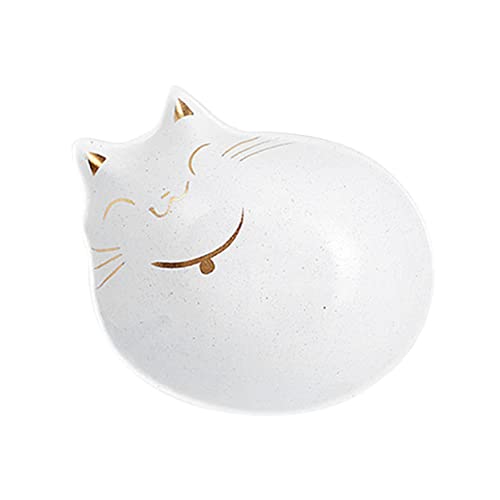 Happyyami 1stück Keramik Katzennapf Mit Cat Pattern Rutschfester Unterseite Für Trockenfutter Und Snacks Leicht Zu Reinigen Für Katzen Und Kleine Haustiere Weiß von Happyyami
