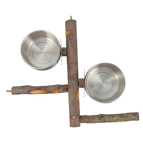 Happyyami Papageiensitzstange Mit Schüssel-Set Großer Futternapf Aus Holz Für Vögel Sicher Für Papageien von Happyyami