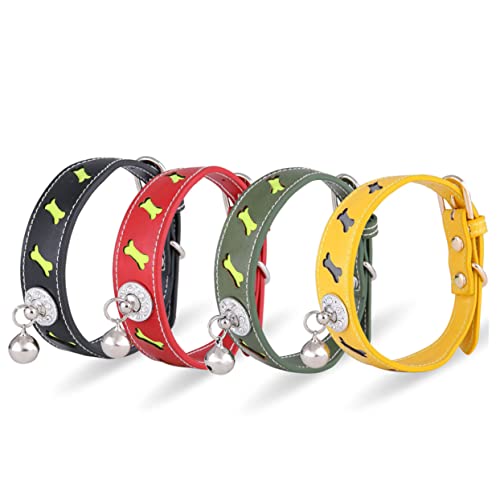 Happyyami 1stück Verstellbares Haustierhalsband Aus Pu-Leder Mit Reflektor Und Glocken- Für Katzen Und Hunde Rot Sicher Und Langlebig Für Ihr Haustier von Happyyami
