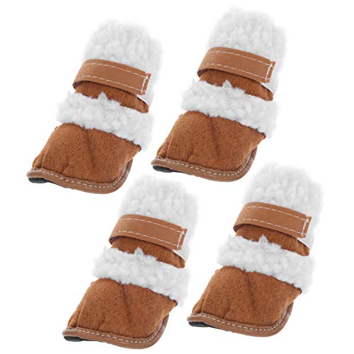 Happyyami 2 Paar Schneestiefel für Haustiere Hundestiefel für kleine Hunde Hundeschuhe aus Baumwolle Haustier Kurze Stiefel Chihuahua-Stiefel draussen Schneeschuhe Hündchen von Happyyami