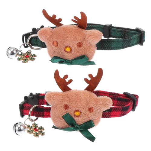 Happyyami 2 STK Halsband weihnachtsmotiv weihnachtsassesoires Glocken für Katzenhalsbänder Bogen Katze weihnachtsdeko für Haustierhunde Weihnachtshalsbänder für Hunde Baumwolle von Happyyami