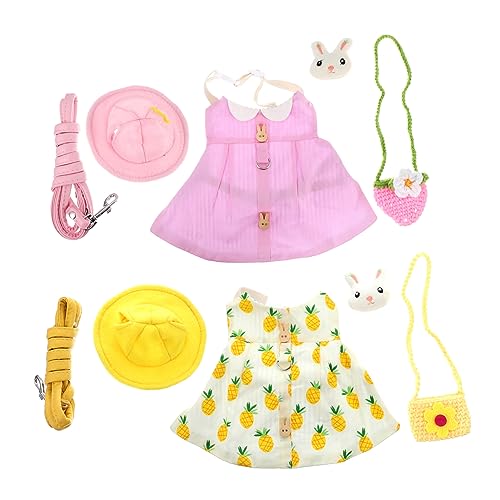 Happyyami 2 Sätze Kaninchenleine Kleintierwesten Leine Kaninchen-Outfits Kaninchenkleidung für Kaninchen hasenmützen hasenkostüme Geschirr und Leine für Haustiere Hasengeschirr Baumwolle von Happyyami