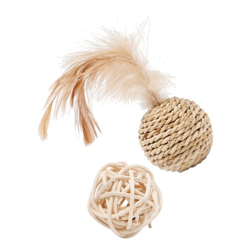 Happyyami 2 Stück Bälle Für Katzen Katzen Rattan Bälle Mit Glocke Haustier Spielzeug Kätzchen Spielzeug Haustier Rattan Bälle Ball Für Katzen Zuhause Katzen Rattan Bälle Katzen von Happyyami