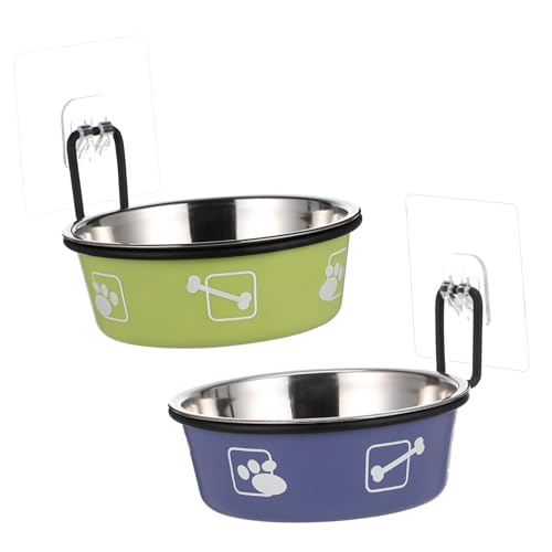 Happyyami Katzenfutter- und Wassernapf-Set 2-teilig Erhöhte Näpfe Aus Edelstahl Wandhalterungen Futterstation für Haustiere von Happyyami