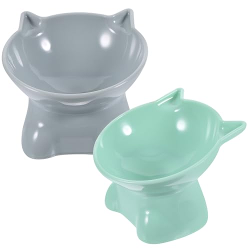 Happyyami 2stücke Erhöhte Katzenfutter-Schalen Mit Nackenstütze rutschfeste Strapazierfähige Kunststoffschalen Für Bequemes Fressen Und Trinken Für Katzen Und von Happyyami