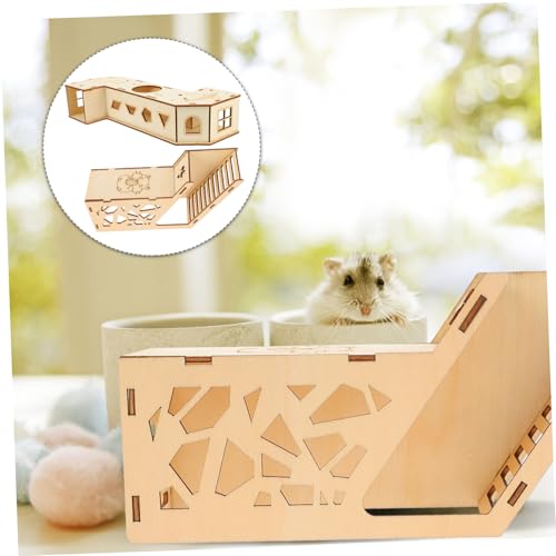 Happyyami 2 Stück Kleintier Hamster Labyrinth aus Natürlichem Holz mit Runden Kanten Bissfest und Kratzfest Tunnel und Versteckhaus für Gesunde Bewegung von Hamstern und Ratten von Happyyami