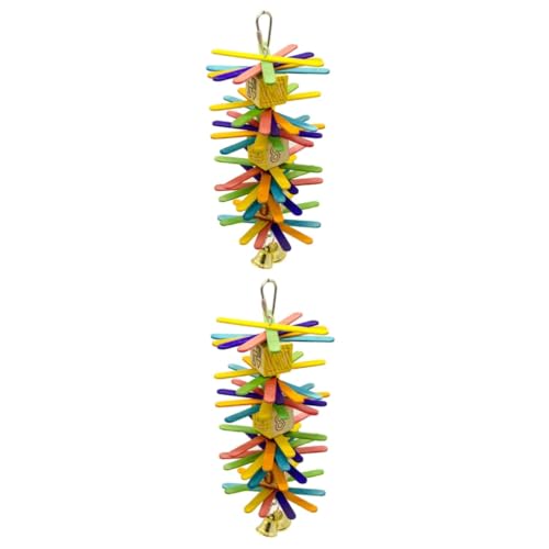 Happyyami 2stücke Parrot Nest Hängespielzeug Für Kleine Und Mittelgroße Vögel Bunte Holzblöcke Und Glöckchen Kauspielzeug Aktivität Und des Spieltriebs Von Papageien Und Anderen von Happyyami