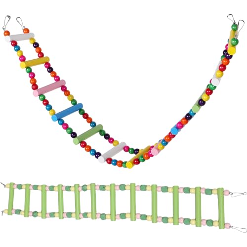 Happyyami 2 Stück Vogelleiter-Spielzeug, Papageien-Schaukelbrücke aus Holz, für Nymphensittichkäfige, zum Aufhängen, Kletterleiter, Papageien-Kletter-Kauspielzeug für Kleintiere, Verschiedene Happyyami 2 Stück Vogelleiter-Spielzeug, Papageien-Schaukelbrücke aus Holz, für Nymphensittichkäfige, zum Aufhängen, Kletterleiter, Papageien-Kletter-Kauspielzeug für Kleintiere, Verschiedene von Happyyami