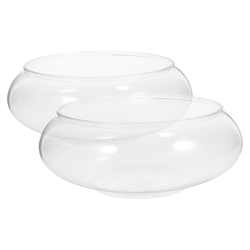 Happyyami 2 Stück kleines Fischbecken terrarien bürodekoration Mini Desktop-Aquarium dekoratives Aquarium Panzer Fischbäwer LED Büro-Aquarium Aquarium für den Desktop Fischschalen Plastik von Happyyami