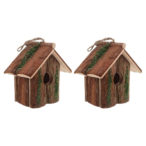 Happyyami 2 Vogelhäuschen im Landhausstil für Kolibris – dekoratives Vogelnest aus Holz zum Aufhängen – für Gartenterrasse, zur Verbesserung der Außenästhetik von Happyyami