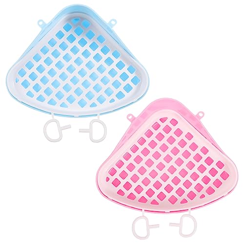 Happyyami Dreieckige Katzentoilette Aus Kunststoff Für Meerschweinchen Und Kaninchen Abnehmbar Und Waschbar Toilette Für Kleintiere 2 Stück (blau Pink) von Happyyami