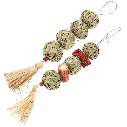 Happyyami 2stücke Heu-kaubälle Für Kleintiere Natürliche Kauspielzeuge Aus Wassergras Und Mais Für Hamster Meerschweinchen Und Kaninchen Fördert Zahngesundheit Und Spielvergnügen von Happyyami
