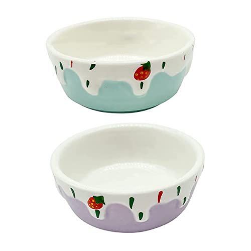 Happyyami 2stücke Keramik Futternapf Für Hamster Kleintier Futter Wassernapf Platzsparend Langlebig Und Praktisch Und Blau Für Kleine Haustiere von Happyyami