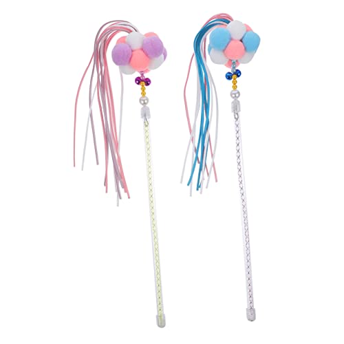 Happyyami 2stücke Katzenangel Mit Bunten Pompons Interaktives Katzenspielzeug Für Kätzchen Fördert Bewegung Und Gesundheit Für Gemeinsame Spielstunden Und Bindung von Happyyami