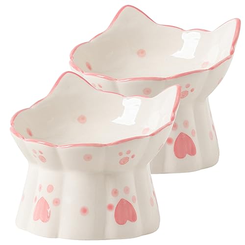 Happyyami 2St Keramiknapf für Haustiere Katzenfutternäpfe für Wohnungskatzen Katzenfutternäpfe aus Keramik pet Feeder pet Water Bowl Hundenäpfe Katzennäpfe erhöhter futterspender für Katzen von Happyyami