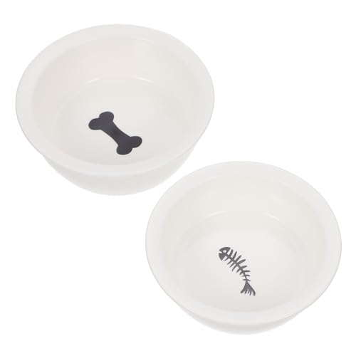 Happyyami 2stücke Keramik Katzennapf Welpenfutter Haustierfutter Hundefutter Schalen Pet Feeder Trinken Dish Liefert Für Kleine Hunde Und Katzen von Happyyami