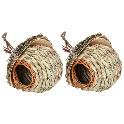 Happyyami 2St - aus Stroh wetterfestes vogelhaus Käfig Samen Häuser Vogelfütterer Bahnhof Papageienzubehör Vogelzubehör Vogelnest Garten Vogelhaus Papageiennest aus Stroh Gras Happyyami 2St - aus Stroh wetterfestes vogelhaus Käfig Samen Häuser Vogelfütterer Bahnhof Papageienzubehör Vogelzubehör Vogelnest Garten Vogelhaus Papageiennest aus Stroh Gras von Happyyami