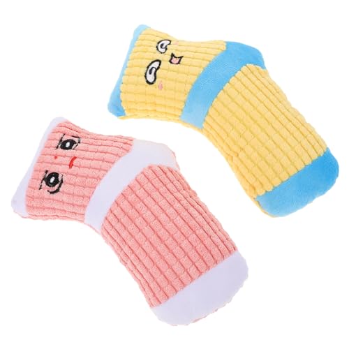 Happyyami 2stücke Plüsch Hunde-Spielzeug Mit Quietscher Cartoon-socken Für Welpen Kauspielzeug Zur Zahnpflege Geeignet Für Kleine Und Mittelgroße Hunde von Happyyami