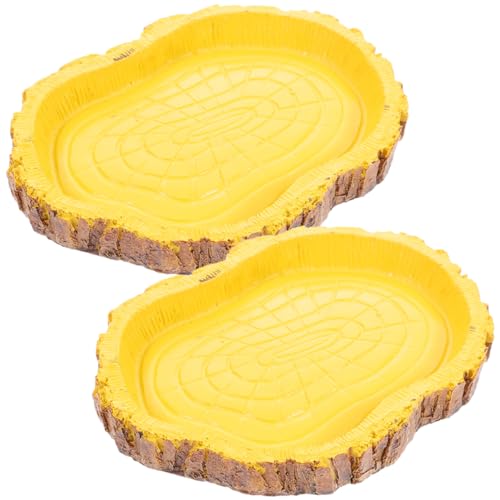 Happyyami 2stücke Wassernapf Für Reptilien Natürliche Baumimitation Für Eidechsen Schlangen Schildkröten Vielseitig Einsetzbar Futter Und Wasserschale Für Terrarien Kleine Sicher Und von Happyyami