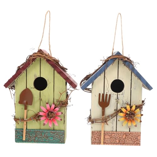 Happyyami Hängendes Nest Vogelhäuschen für Gartenhof Holzvogelhäuschen Haustiervogeldekor Happyyami Hängendes Nest Vogelhäuschen für Gartenhof Holzvogelhäuschen Haustiervogeldekor von Happyyami