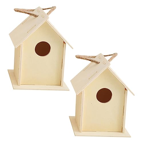 Happyyami 2St Vogelnest aus Holz DIY Vogelhaus Holzspielzeug Spielzeug für Vogelhäuschen aus Holz Vogelhaus aus Holz solides Vogelhaus hölzern Pappel Ornamente das Vogelnest von Happyyami