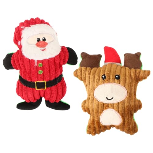 Happyyami 2 Stück Weihnachts-quietschspielzeug Für Hunde Interaktives Kauspielzeug Aus Plüsch Sicheres Material Und Einzigartiges Design Für Das Zahnen Von Welpen von Happyyami