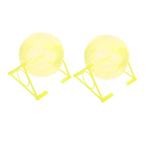 Happyyami 2St laufender Ball Mäuse trainieren Spielzeug tierisches Spielzeug Hamster Stiller Läufer Igelrad Hamster Spielzeug hamsterspielzeug Trainingsbälle Laufende Bälle Plastik Yellow von Happyyami