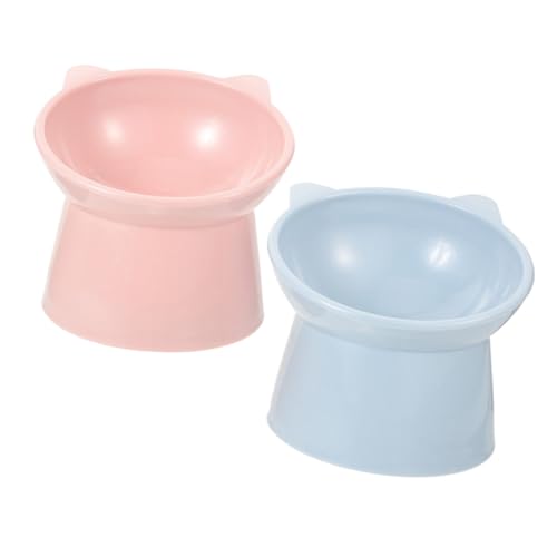 Happyyami 2stücke Hochgestellter Futternapf Für Katzen Ergonomisches Design Rutschfester Pet Bowl Aus Kunststoff Nacken Wirbelsäulenschutz Für Katzen Und Kätzchen Blau von Happyyami