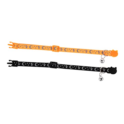 Happyyami 2st Halsband Verstellbare Welpenhalsbänder Für Streu Sicherheitshalsbänder Für Katzen Junge Halskette Fliege Für Katzen Hund Schal Mond Halsring Nylon von Happyyami