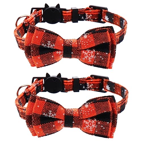Happyyami 2st Heiliges Halsband Für Haustiere Hund Weihnachtshalsband Verstellbare Welpenhalsbänder Für Streu Rote Fliege Weihnachtshundestrumpf Stuffers Weihnachten Stoff Zubehör von Happyyami