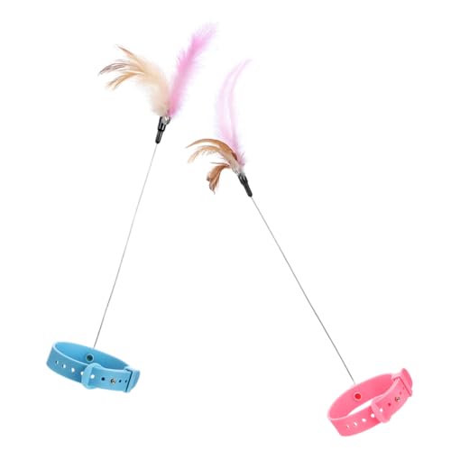 Happyyami 2stücke Interaktive Katzenangel Fesselndes Spielzeug Für Drinnen Perfektes Katzenspielzeug Für Gelangweilte Tragbarer Teaser-Stick Für Kätzchen von Happyyami