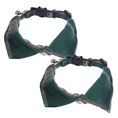 Happyyami 2stücke Verstellbares Katzenhalsband Mit Glocke Und Kariertem Design Geeignet Für Kätzchen Sicherheitsverschluss Dekorativ Weihnachtsgrün Für Drinnen von Happyyami