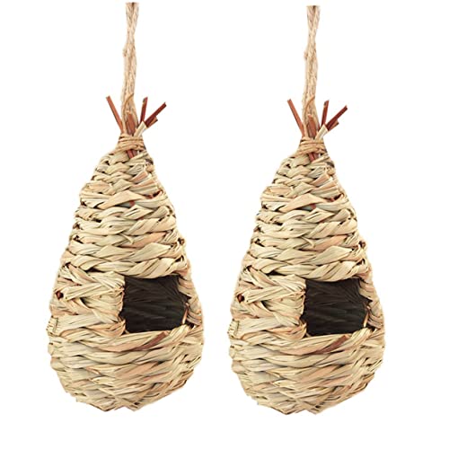 Happyyami 2st Vögel Hängendes Nest Vogelschutz Strohnest Für Vögel Stroh Für Vögel Papageienspielzeug Vogelspielzeug Für Sittiche Vogelbarsch Spielzeug Für Vogelkäfige Vogel- Hölzern von Happyyami