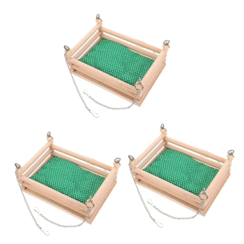 Happyyami 3 Sets Pet Decor Holz Hamster Hängematte Bett Weiche Kissen 4 Eisen Ketten Für Tiere von Happyyami