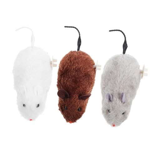 Happyyami 3 Stück Aufziehbare Mäuse Katzenspielzeug Realistische Plüschmäuse Für Innenkatzen Interaktives Kauspielzeug Mausspielzeug Realistische Katzenspielzeug von Happyyami
