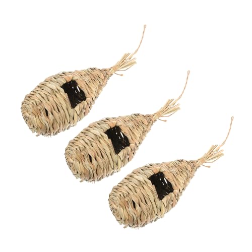 Happyyami Natürliche Gras Vögel Nester Seil 3 Stücke Handgemachte Wohnkultur Für Wohnzimmer Vogel Sicher Hideaway von Happyyami