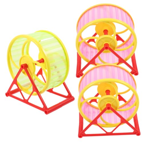 Happyyami 3 Stück Hamsterrad Leise Laufräder für Kleintiere Hamster Zwerghamster Trainingsspielzeug zur Bewegung und Muskelaufbau Geeignet für Chinchilla Meerschweinchen Zufällige Farbe von Happyyami