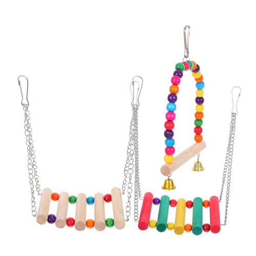 Happyyami 3stücke Buntes Papagei Spielzeug Set Schaukelsystem Mit Glocken Und Ständer Für Wellensittiche Nymphensittiche Und Kleine Vögel Fördert Bewegung Und Spielspaß von Happyyami