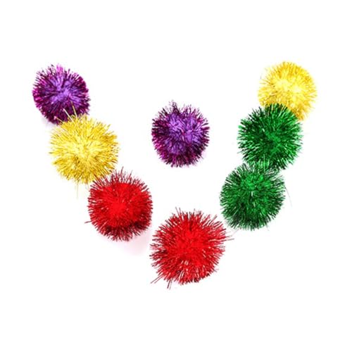 Happyyami 30stücke Bunte Mini-Glitzer-Lametta-bälle Für Katzenspielzeug Kleine Bommelbälle Mit Lametta Für Katzenbedarf Gemischte Farben von Happyyami
