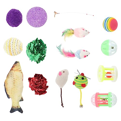 Happyyami 32stücke Teiliges Katzenspielzeug-Set Mit Künstlichen Mäusen Interaktive Katzenangel Und Spielzeuge Für Katzen Fördert Die Bewegung Und Beschäftigung Von Haustieren Bunte von Happyyami