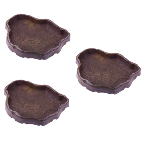 Happyyami 3stücke Reptilien Futterschale Aus Resin Für Schildkröten Echsen Und Frösche Kompakte Wasserschale Für Kleine Haustiere Als Futter Und Wasserbehälter Kaffeefarben s von Happyyami