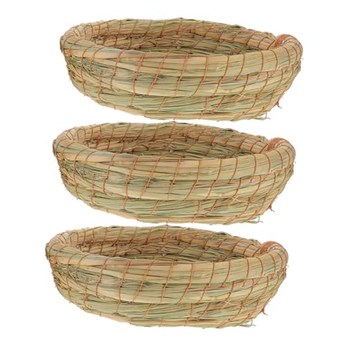 Happyyami 3stücke Handgewebtes Nest Für Kaninchen Schlafunterlage Aus Stroh Für Haustierkäfige Geeignet Für Kleine Haustiere Wie Chinchillas Und Meerschweinchen von Happyyami
