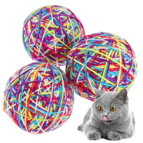 Happyyami 3stücke Langlebige Katzenspielzeug Bälle Interaktive Spielzeuge Für Kätzchen Fitness Und Spieltrieb Farbenfroh Und Kratzfest von Happyyami