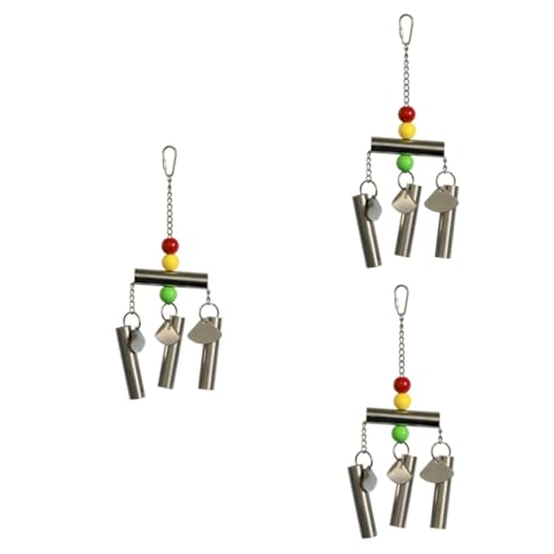 Happyyami 3stücke Stainless Steel Papageien Spielzeug Mit Glocke Und Zufallsperlen Geeignet Für Mittelgroße Und Große Vögel Sowie Eichhörnchen Fördert Neugier Und Spielspaß von Happyyami