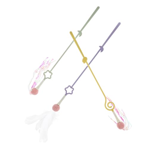 Happyyami 3stücke Teiliges Katzenangel-spielzeugset Mit Austauschbaren Federköpfen Interaktive Katzenspielzeuge Spiel Und Bewegung Für Katzenliebhaber von Happyyami