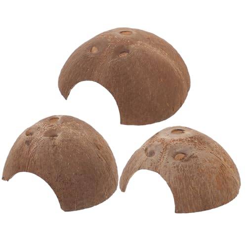 Happyyami 3stücke Kokosnuss-höhle Für Reptilien Teiliges Aus Natürlichem Material Dekorative Verstecke Für Terrarien Für Eidechsen Geckos Schlangen Und Andere Haustiere von Happyyami